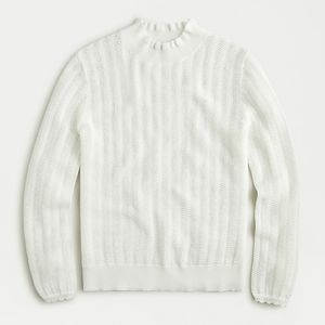 J. Crew Pointelle ruffle mockneck sweater